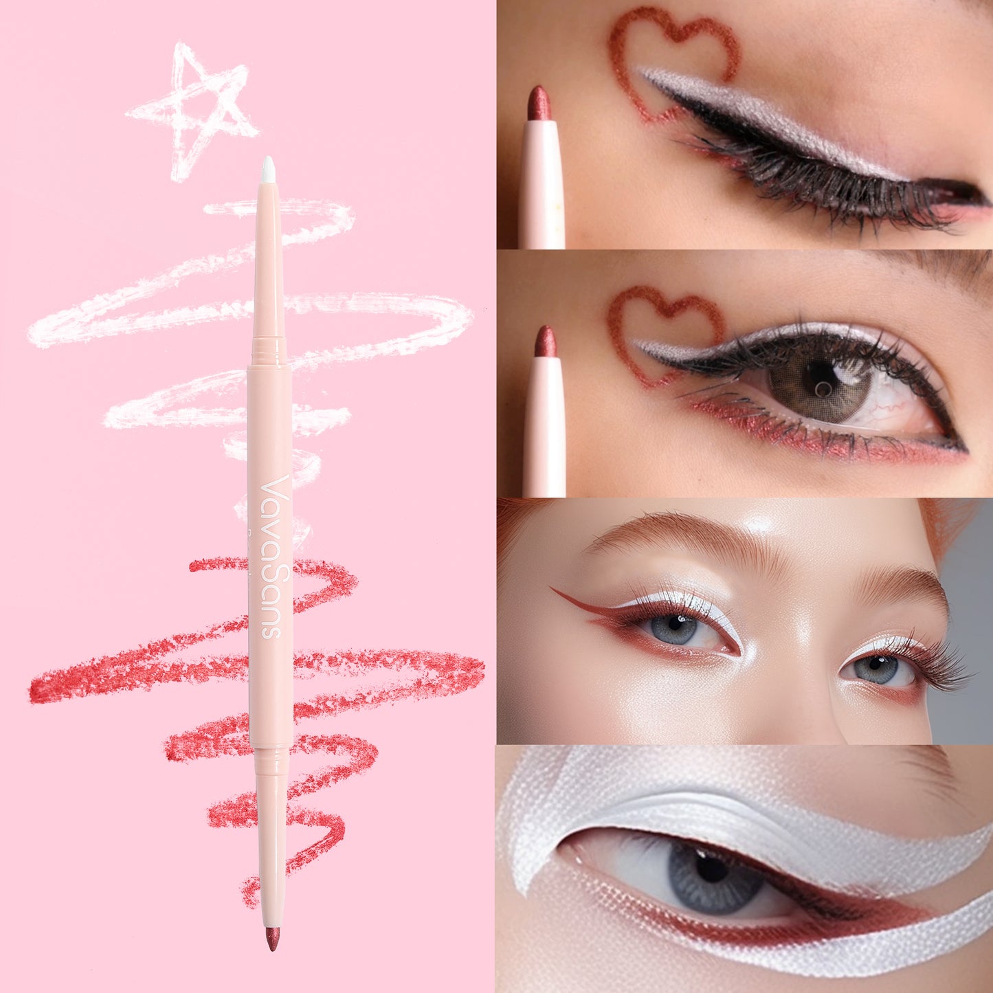 RETRACTABLE GEL EYELINER PENCIL  WHITE/PINK