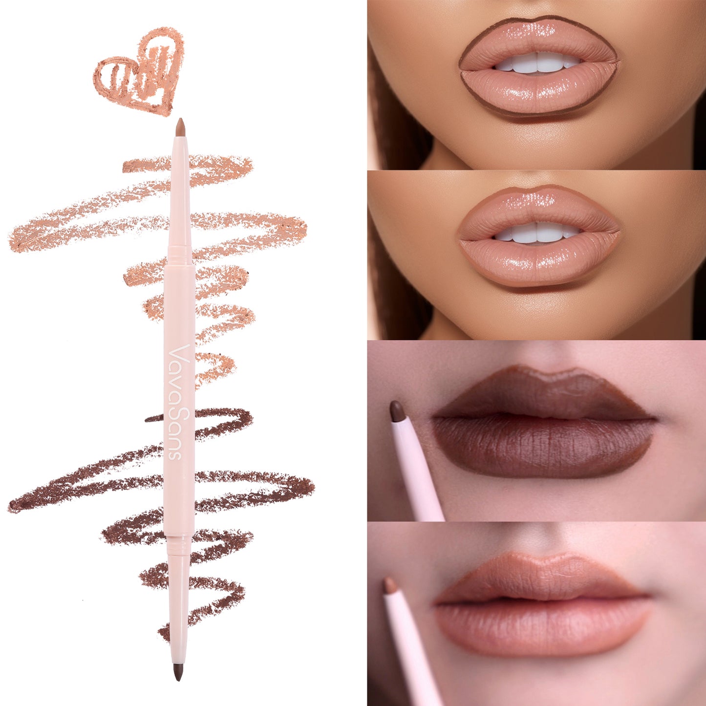 RETRACTABLE DUAL ENDED LIP LINER BROWN/NUDE